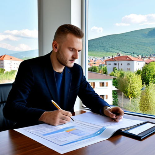 Home 27 Property Valuation Appeal**
"A concerned homeowner, fully clothed in appropriate attire, reviewing property assessment documents at a bright desk in a modern Kosovo home. Outside the window, a typical Kosovo cityscape. Safe for work, appropriate content, perfect anatomy, correct proportions, well-formed hands, natural pose, professional, modest, family-friendly, high quality, detailed."
**