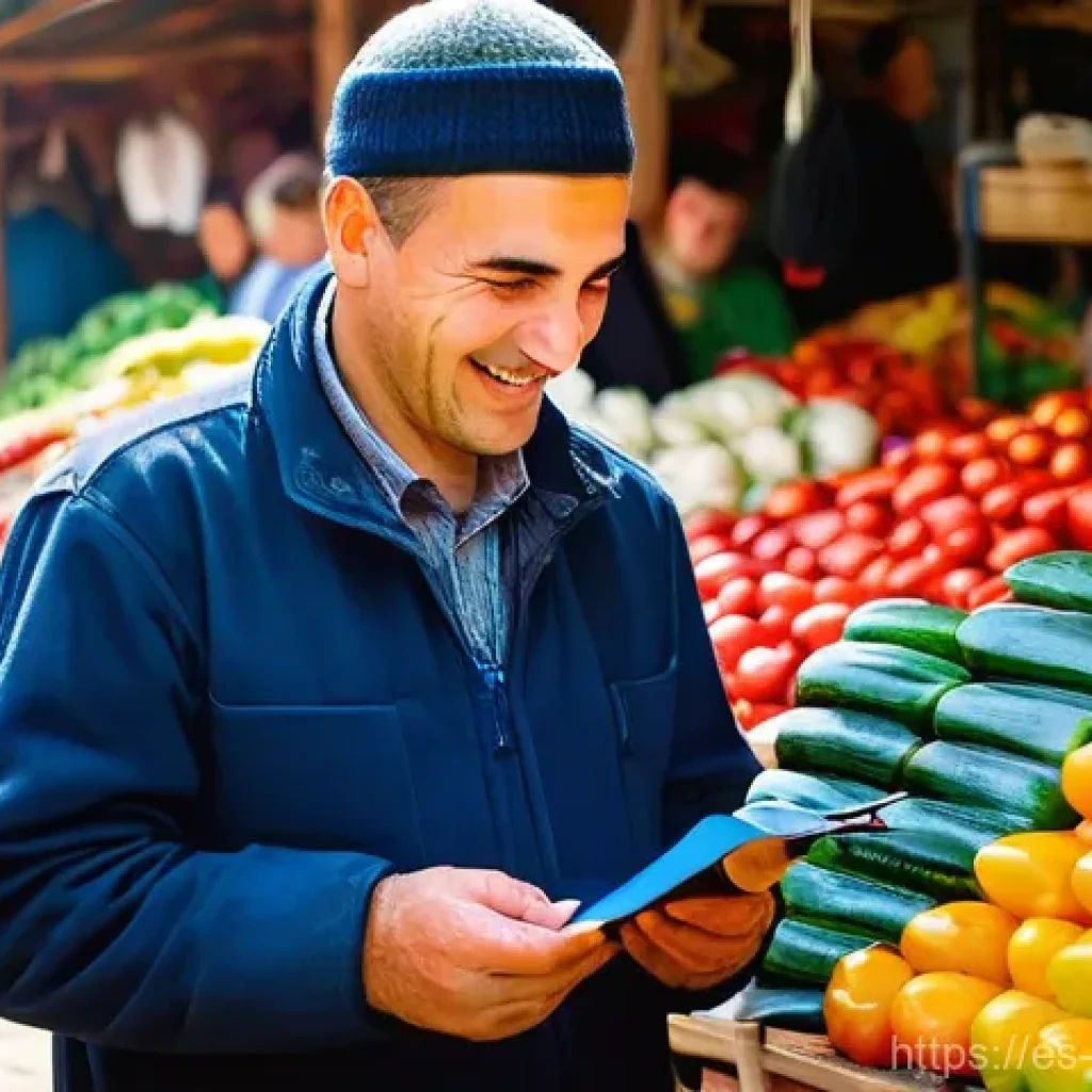 코소보에서 알바니아어 배우기 - **Prompt 1: Bustling Pristina Market Language Exchange**
    "A vibrant and bustling open-air market...