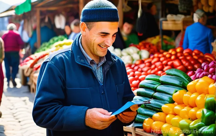 코소보에서 알바니아어 배우기 - **Prompt 1: Bustling Pristina Market Language Exchange**
    "A vibrant and bustling open-air market...