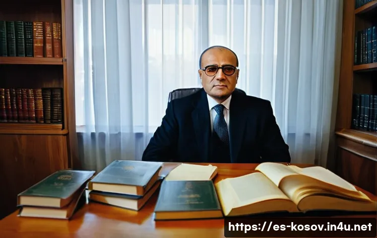 코소보 유명 인물 - A dignified portrait of Ibrahim Rugova, the peaceful leader of Kosovo’s independence movement, depic...