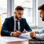 Home 23 코소보에서 창업 시 법률 - A modern small business office scene in Kosovo, showcasing a young entrepreneur consulting with a lo...