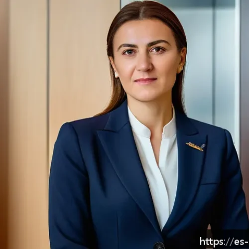 코소보 대통령과 총리 - A detailed portrait of a female political leader in a formal setting, representing Kosovo’s presiden...