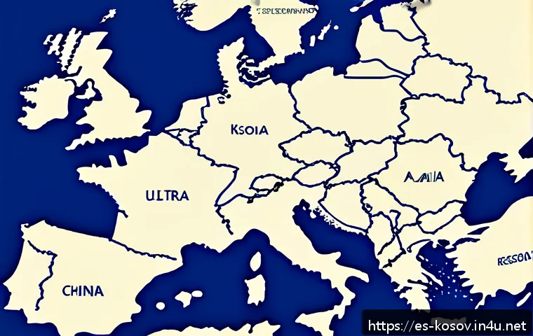 코소보 국제적 승인 국가 - A detailed geopolitical map of the Balkans region highlighting Kosovo and neighboring countries, fea...