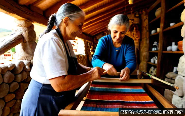 Home 17 코소보에서 전통 공예 체험하기 - Photorealistic artisan workshop in Kosovo, an elderly Albanian craftswoman in modest traditional clo...